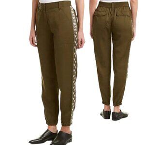 NWT Rebecca Taylor Olive Green Embroidered Joggers, Size 6